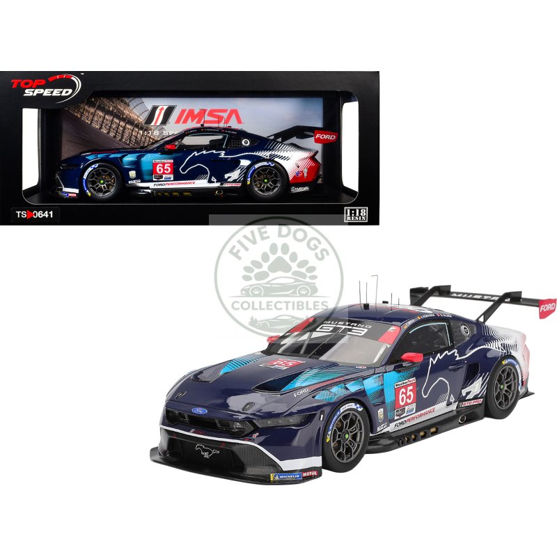 ford mustang gt3 #65 christopher mies dennis olsen frederic vervisch "ford multimatic motorsports" gtd pro class winner imsa "24 hours of daytona" (2025) 1/18 model car by top speed