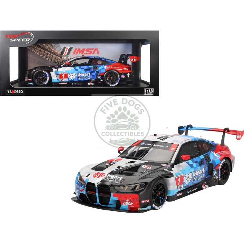 bmw m4 gt3 evo #1 connor de phillippi madison snow neil verhagen kelvin van der linde "paul miller racing" imsa "24 hours of daytona" (2025) 1/18 model car by top speed