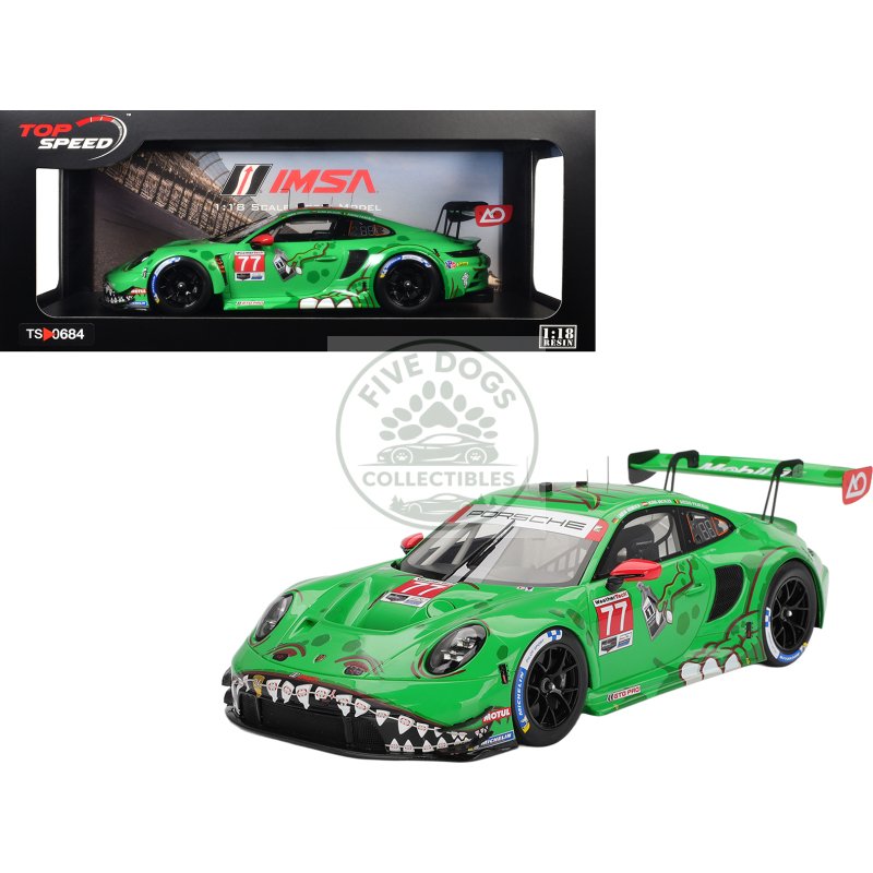 porsche 911 gt3 r (992) #77 klaus bachler laurin heinrich alessio picariello "ao racing rexy" gtd pro class winner imsa "12 hours of sebring" (2025) 1/18 model car by top speed