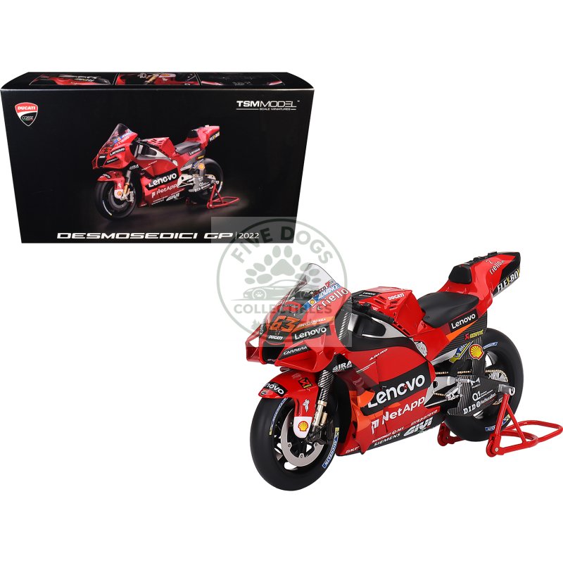 ducati desmosedici #63 francesco bagnaia "presentation" "motogp world championship" (2022) 1/12 motorcycle model by true scale miniatures
