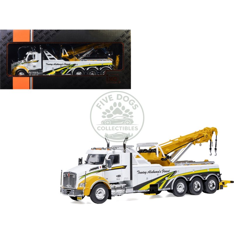 2018 kenworth t880 wrecker tow truck "towing alabama's finest" white with graphics 1/43 diecast model by ixo models