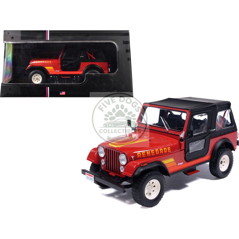 1983 jeep renegade red with stripes and black top 1/24 diecast model by ixo models