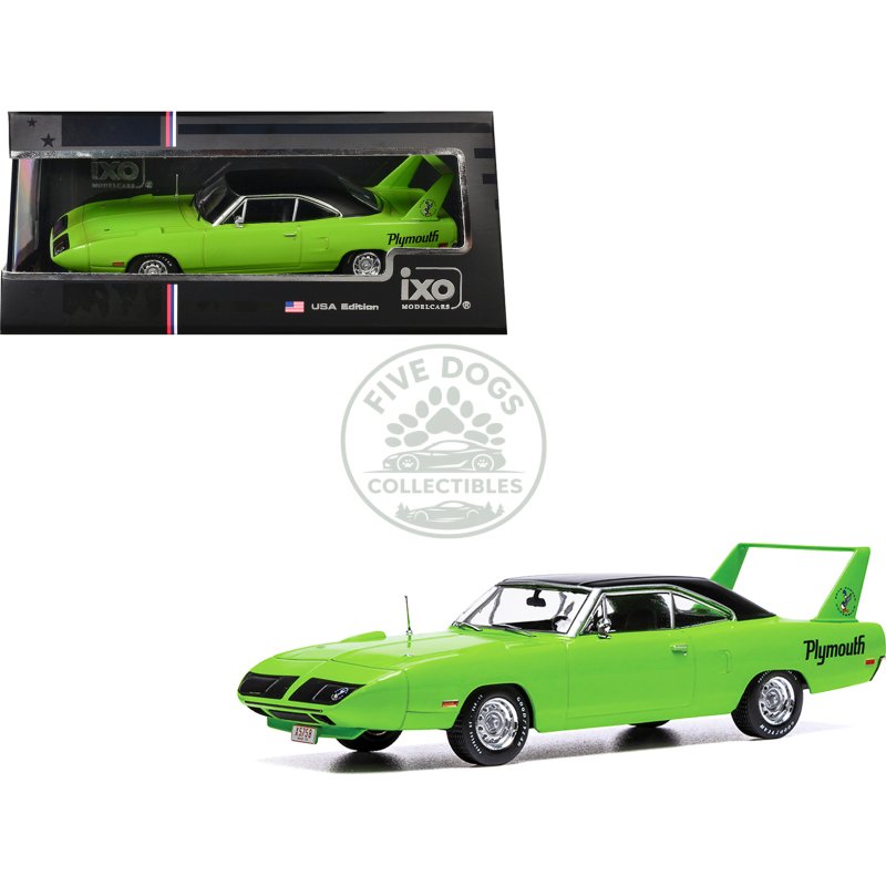 1970 plymouth road runner superbird green with black vinyl top 1/43 diecast model by ixo models