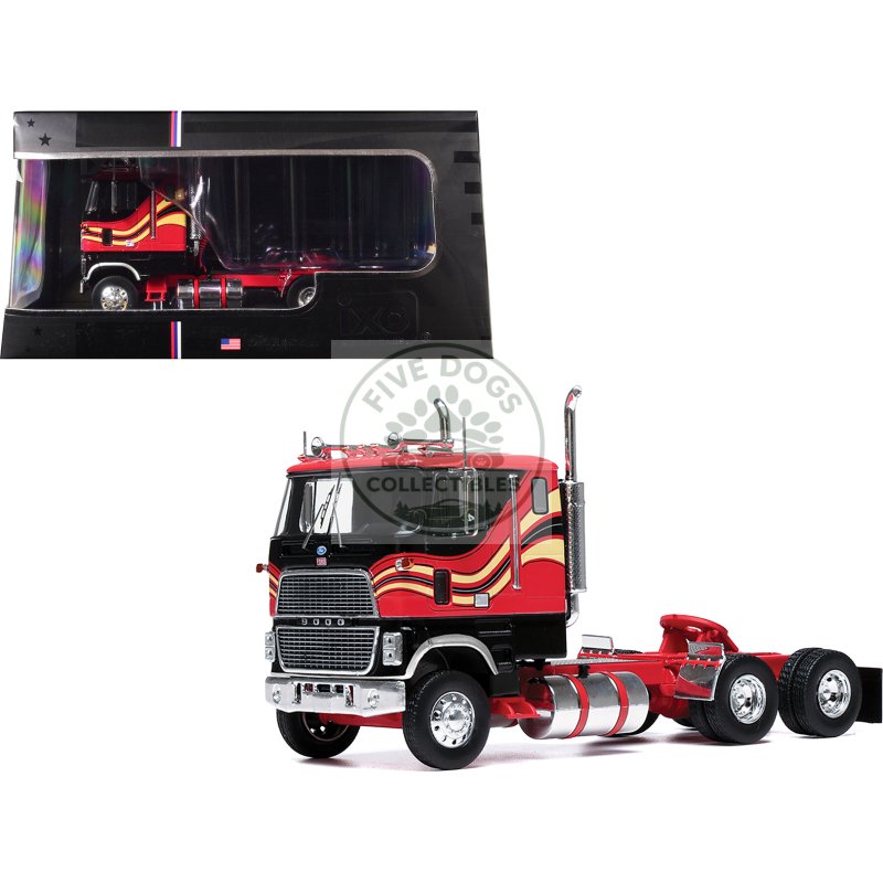 1985 ford cl 9000 truck tractor red and black with graphics 1/43 diecast model by ixo models