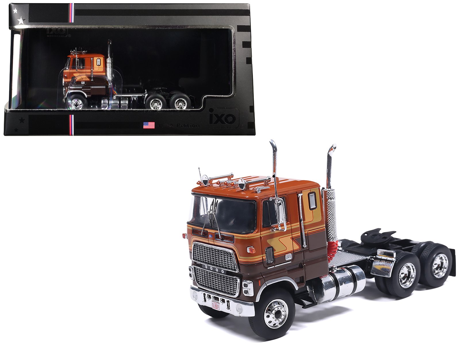1976 ford cl 9000 truck tractor brown two tone with graphics 1/64 diecast model by ixo models 1976 ford cl 9000 truck tractor brown two tone with graphics 1/64 diecast model by ixo models