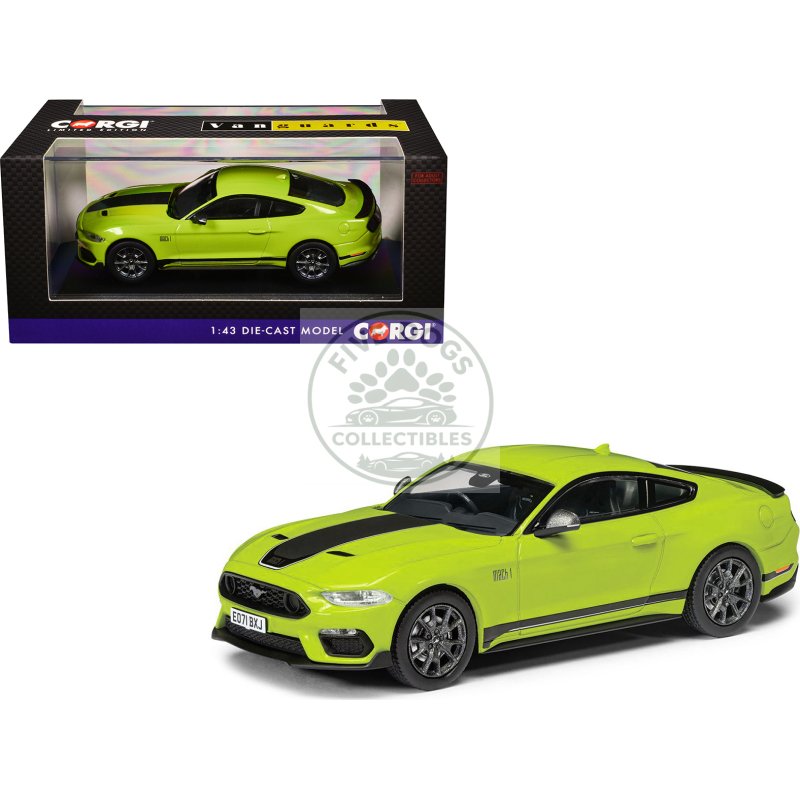 ford mustang mk6 mach 1 rhd (right hand drive) grabber yellow with black stripes "vanguards" series 1/43 diecast model car by corgi
