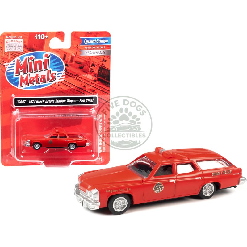 1974 buick estate station wagon red "fire chief" 1/87 (ho) scale model by classic metal works