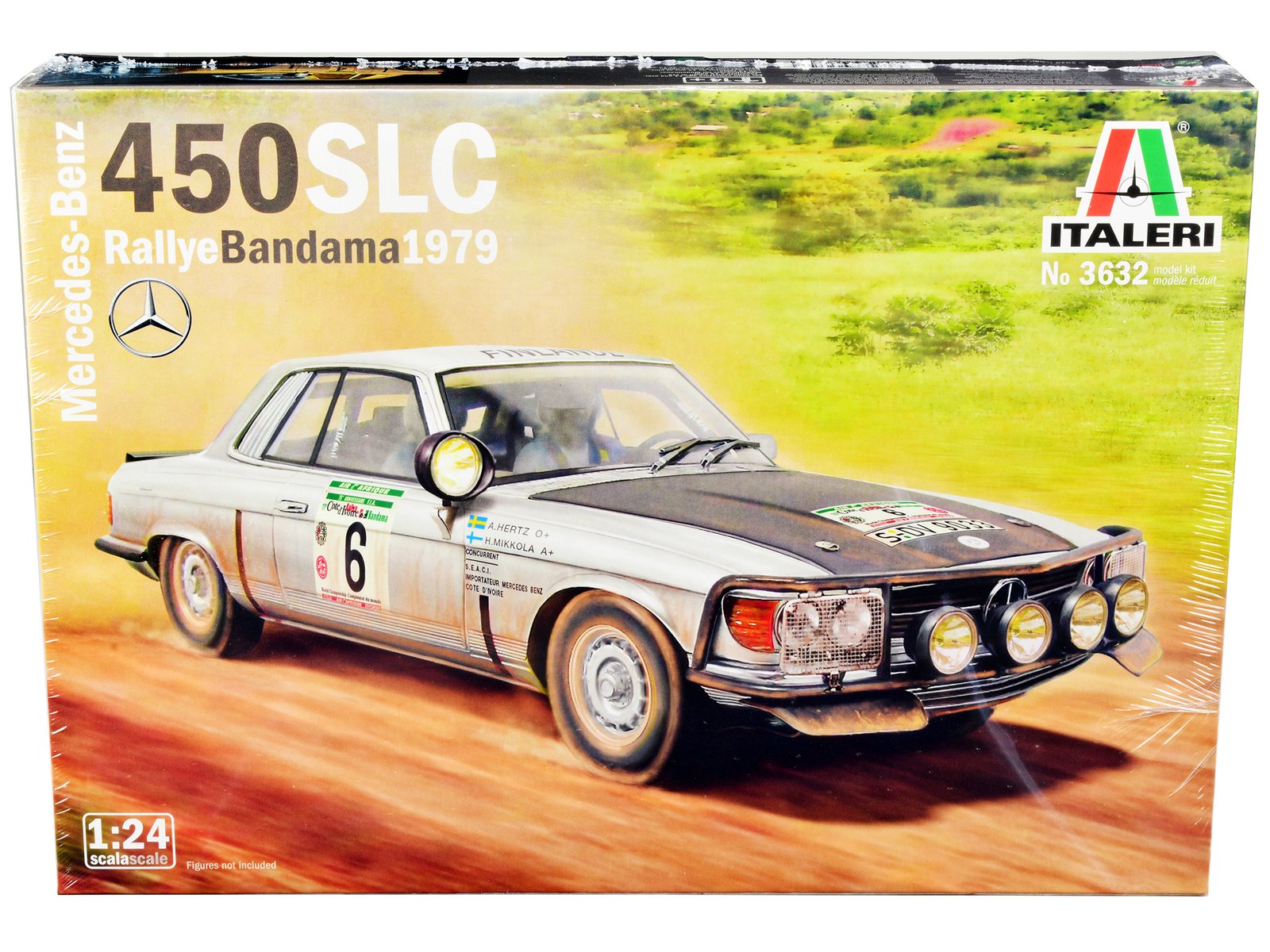 skill 3 model kit mercedes benz 450 slc winner "rallye bandama ivory coast" (1979) 1/24 scale model by italeri skill 3 model kit mercedes benz 450 slc winner "rallye bandama ivory coast" (1979) 1/24 scale model by italeri