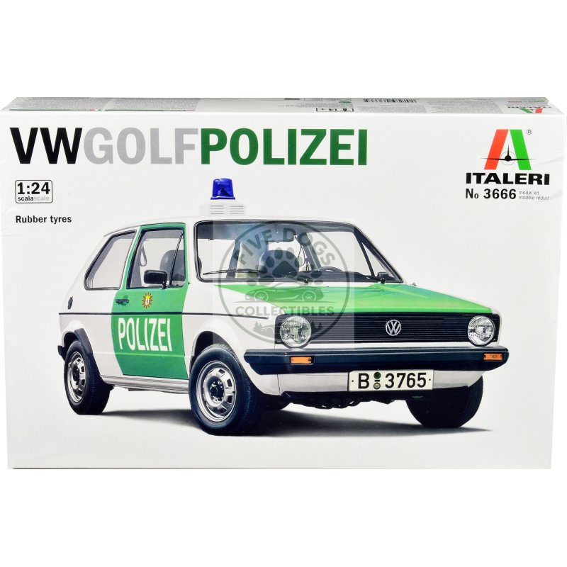 skill 3 model kit 1978 volkswagen golf "berlin polizei (police) department" 1/24 scale model by italeri