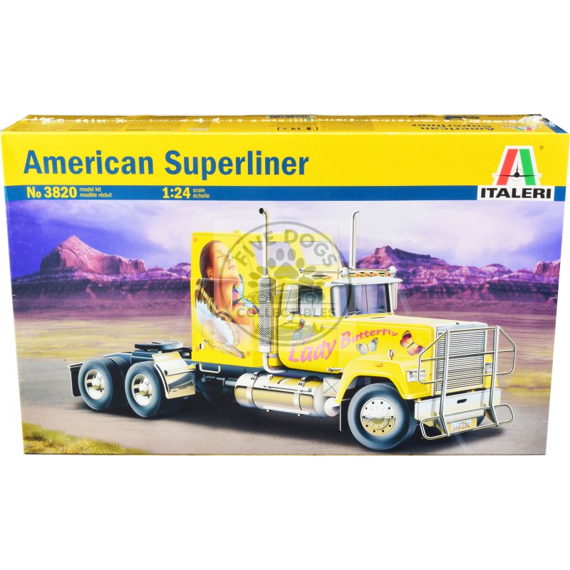 skill 5 model kit american superliner truck tractor "lady butterfly" 1/24 scale model by italeri