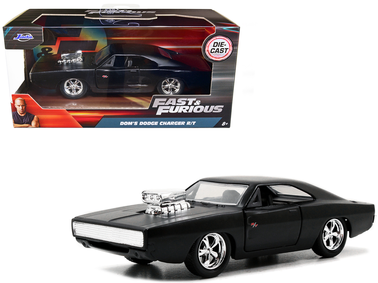 dom's dodge charger r/t matt black "fast & furious" movie 1/32 diecast model car by jada dom's dodge charger r/t matt black "fast & furious" movie 1/32 diecast model car by jada