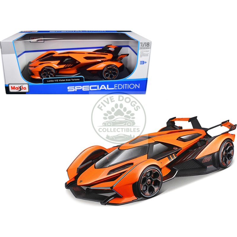 lamborghini v12 vision gran turismo orange metallic "special edition" 1/18 diecast model car by maisto