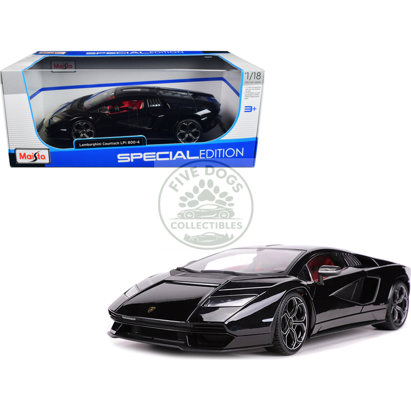 lamborghini countach lpi 800 4 black with red interior "special edition" 1/18 diecast model car by maisto