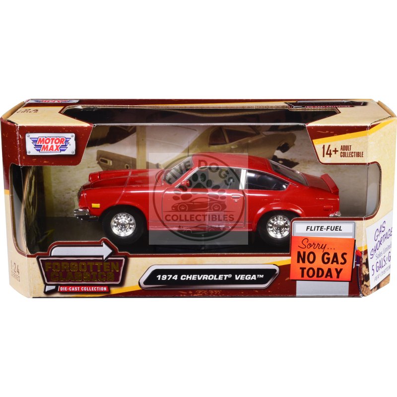 1974 chevrolet vega red "forgotten classics" series 1/24 diecast model car by motormax