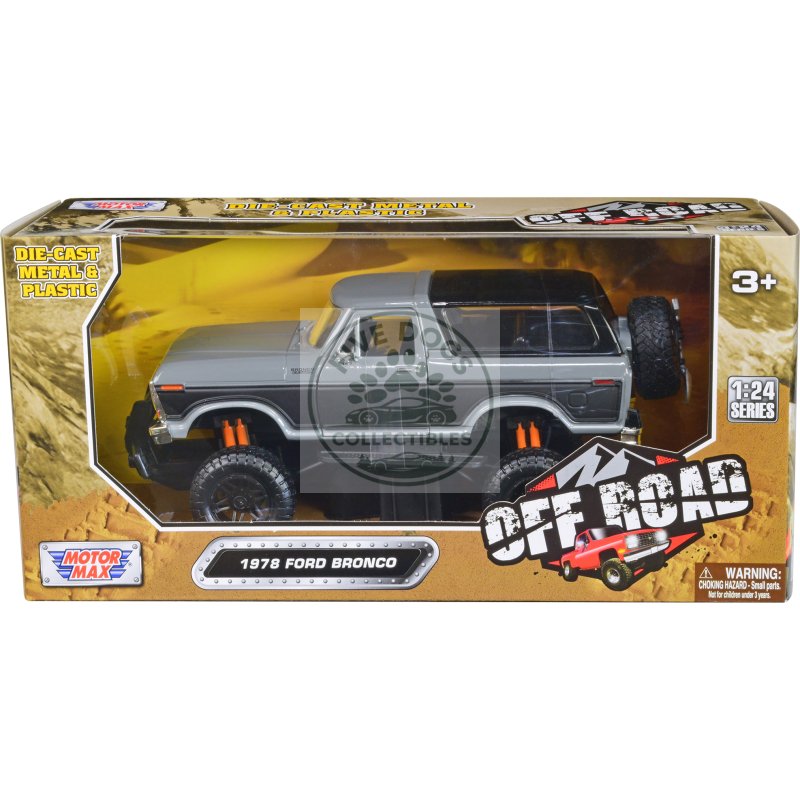 1978 ford bronco custom gray and black "off road" series 1/24 diecast model car by motormax
