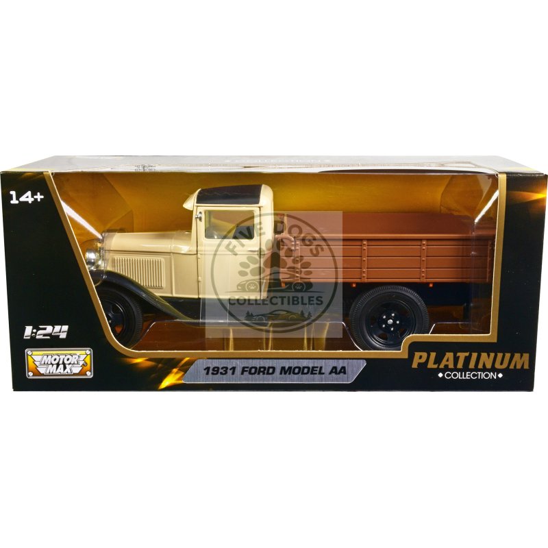 1931 ford model aa pickup truck cream and black "platinum collection" series 1/24 diecast model car by motormax