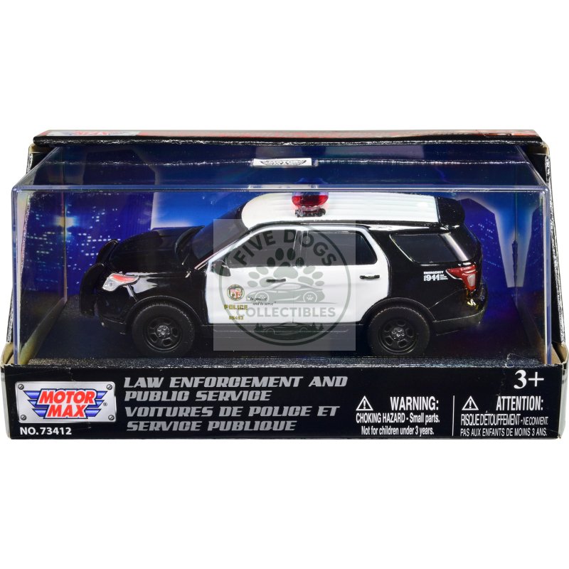 2015 ford police interceptor utility black and white "lapd (los angeles police department)" 1/43 diecast model car by motormax