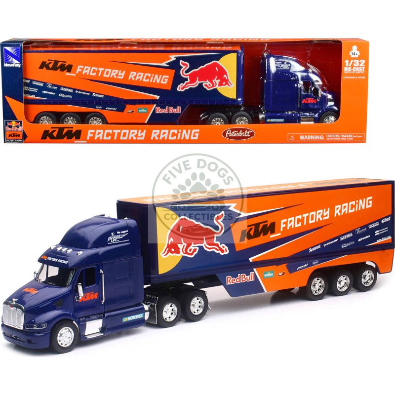 peterbilt 387 truck dark blue "red bull ktm factory racing" 1/32 diecast model by new ray