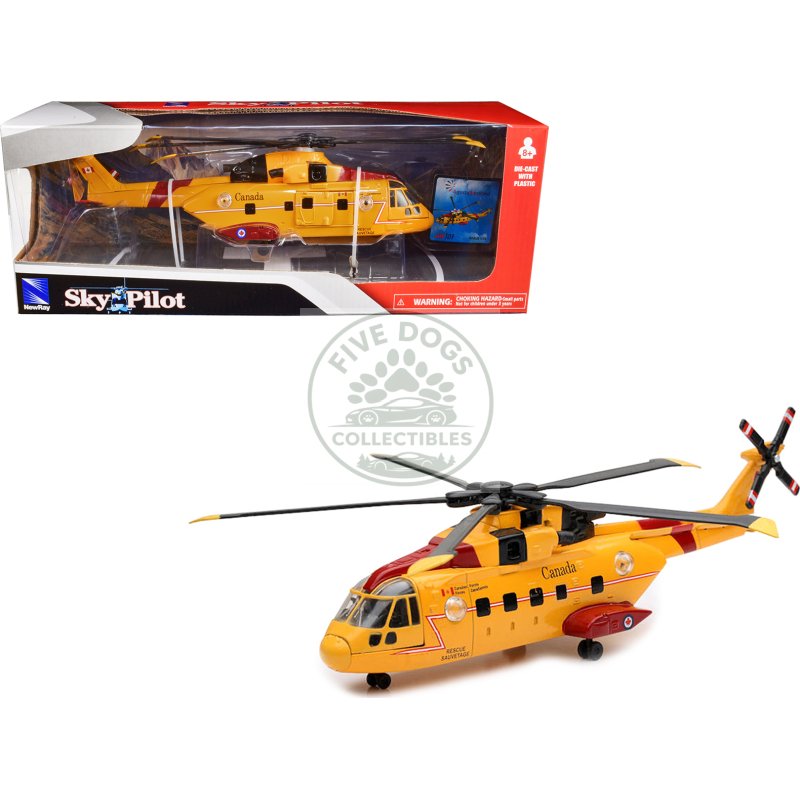 agustawestland aw101 (eh101) helicopter yellow "canada forces search & rescue" "sky pilot" series 1/72 diecast model by new ray
