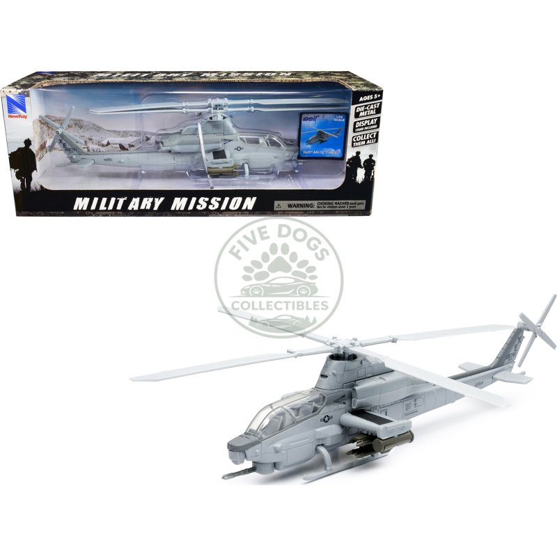 bell ah 1z cobra helicopter gray "us air force" "military mission" series 1/55 diecast model by new ray