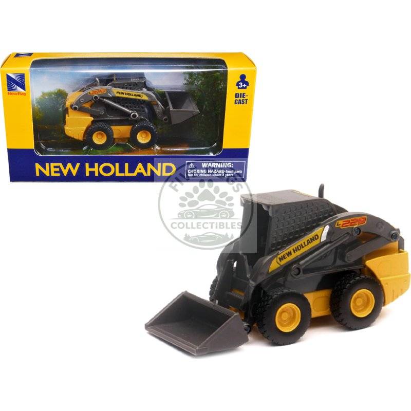 new holland l228 skid steer yellow diecast model by new ray