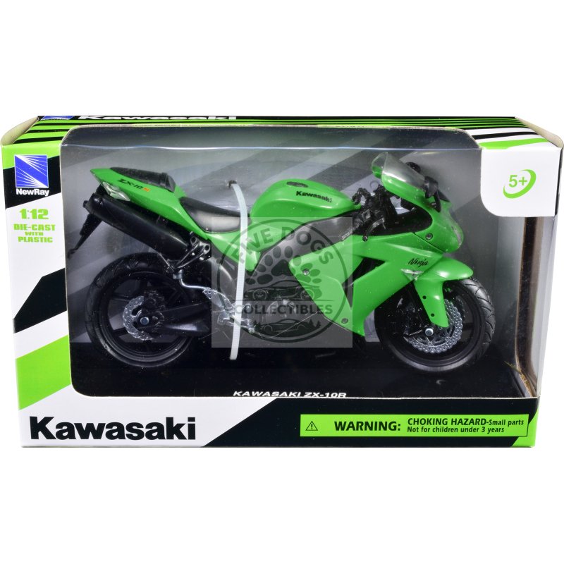 kawasaki zx 10r ninja motorcycle green 1/12 diecast model by new ray