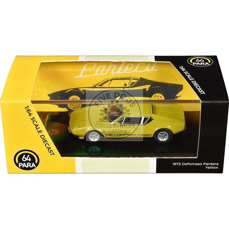 1972 de tomaso pantera yellow 1/64 diecast model car by paragon models