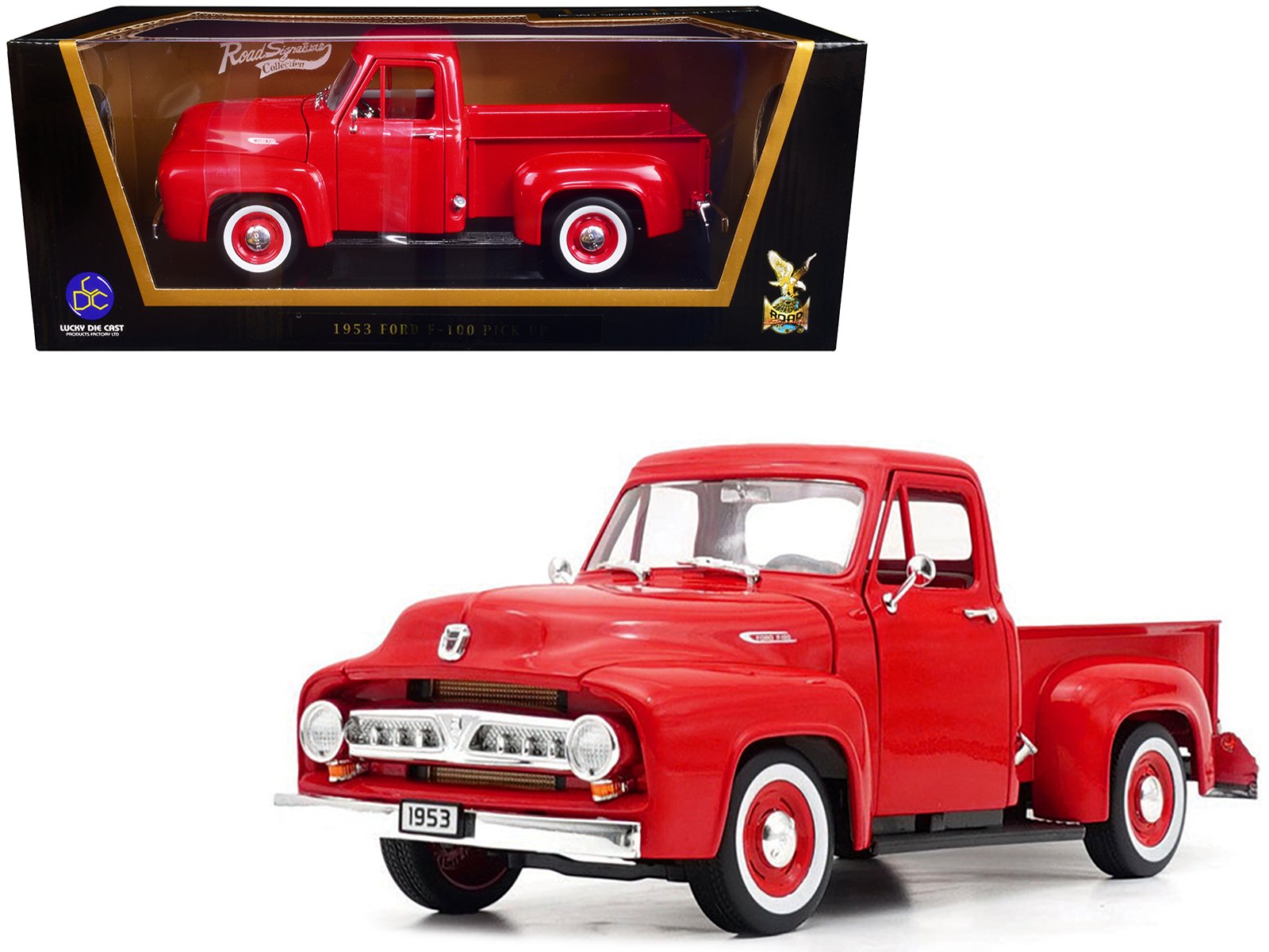 1953 ford f 100 pickup truck red 1/18 diecast model car by road signature 1953 ford f 100 pickup truck red 1/18 diecast model car by road signature