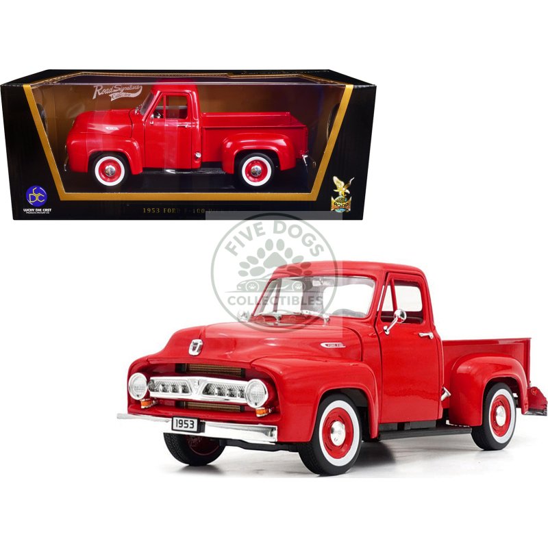 1953 ford f 100 pickup truck red 1/18 diecast model car by road signature