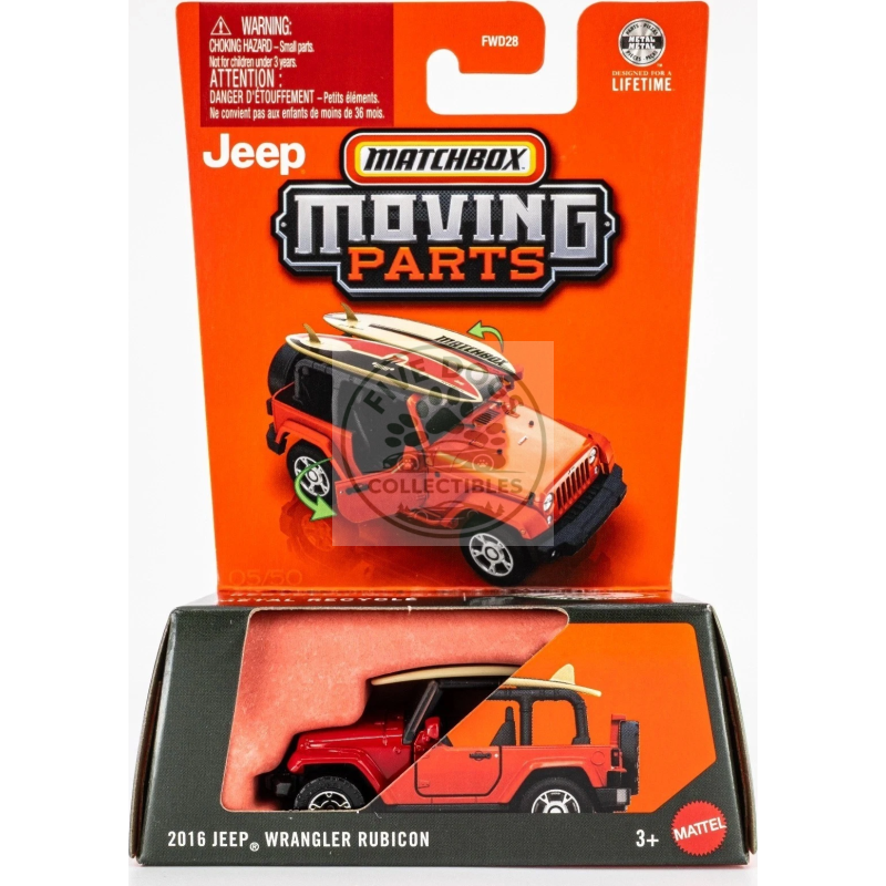 matchbox moving parts 2016 jeep wrangler rubicon diecast model
