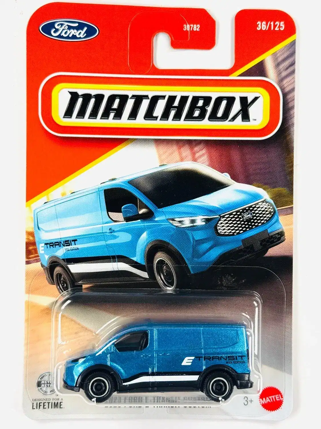 Ford Transit Matchbox Die-Cast Toy Van Blue Ford Transit toy van by Matchbox in original packaging.