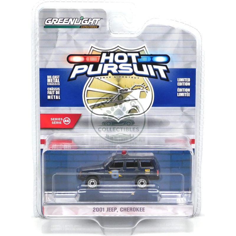 greenlight hot pursuit 2001 jeep cherokee michigan state police