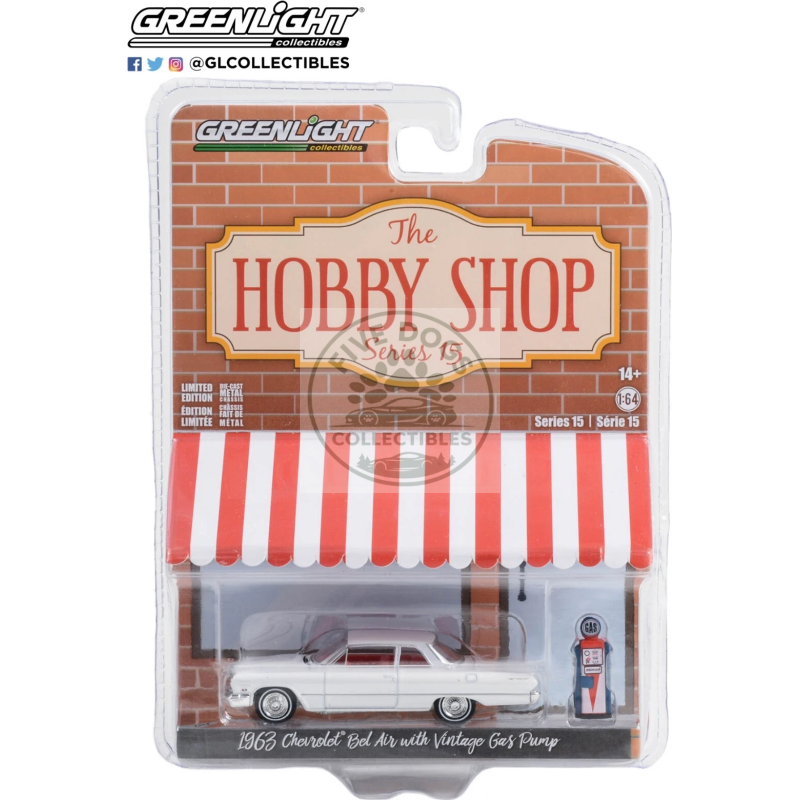 greenlight the hobby shop 1963 chevrolet bel air with vintage gas pump