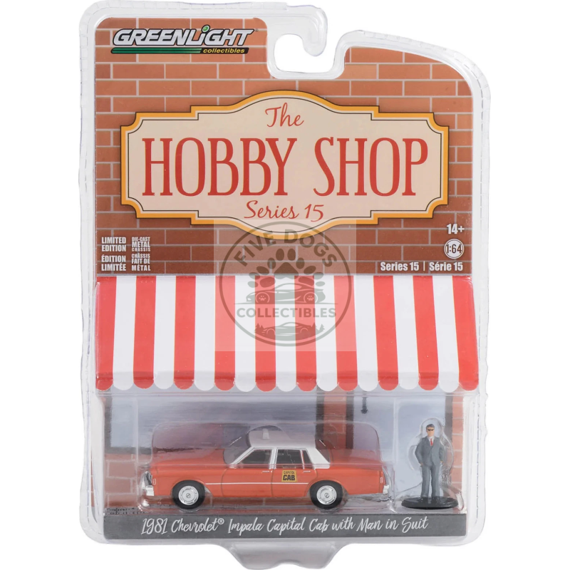 greenlight the hobby shop 1981 chevrolet impala capital cab with man in suit