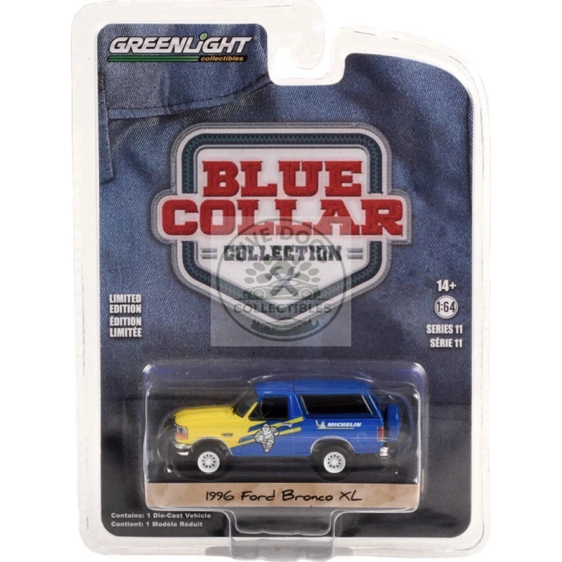 greenlight blue collar collection 1996 ford bronco xl michelin 1:64 scale diecast model