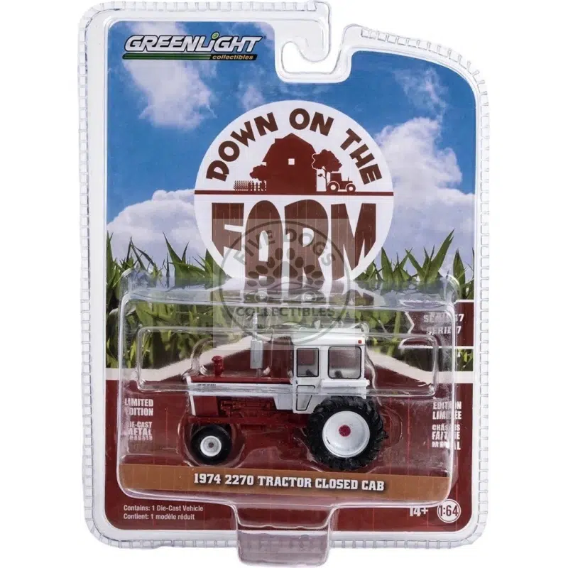 greenlight 1974 white 2270 tractor closed cab down on the farm series 1:64 diecast