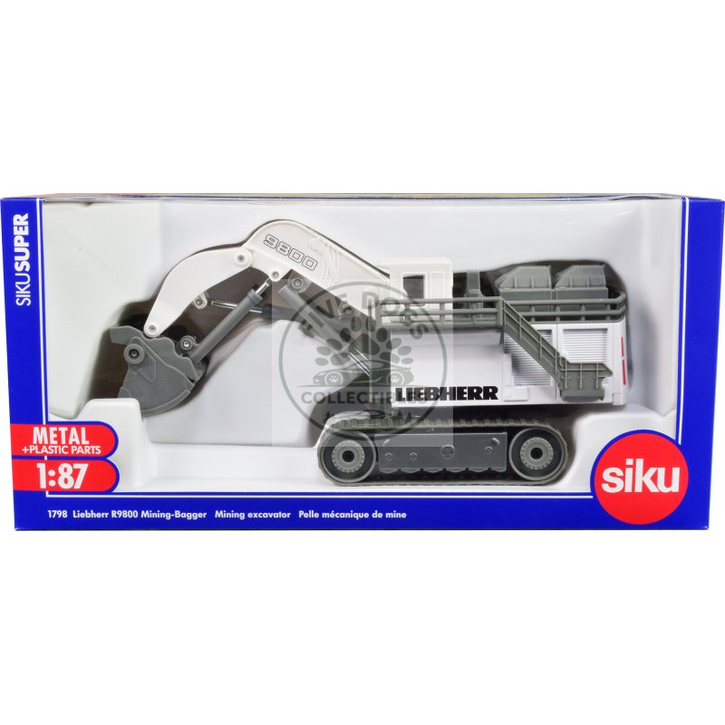 liebherr r9800 mining excavator white and gray 1/87 (ho) diecast model by siku