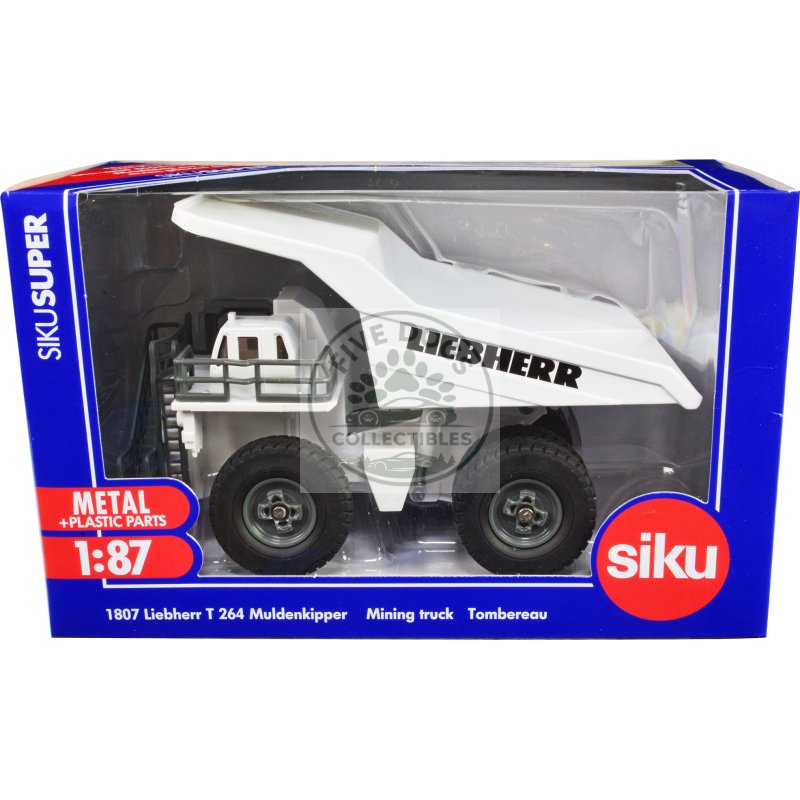 liebherr t 264 mining truck white 1/87 (ho) diecast model by siku