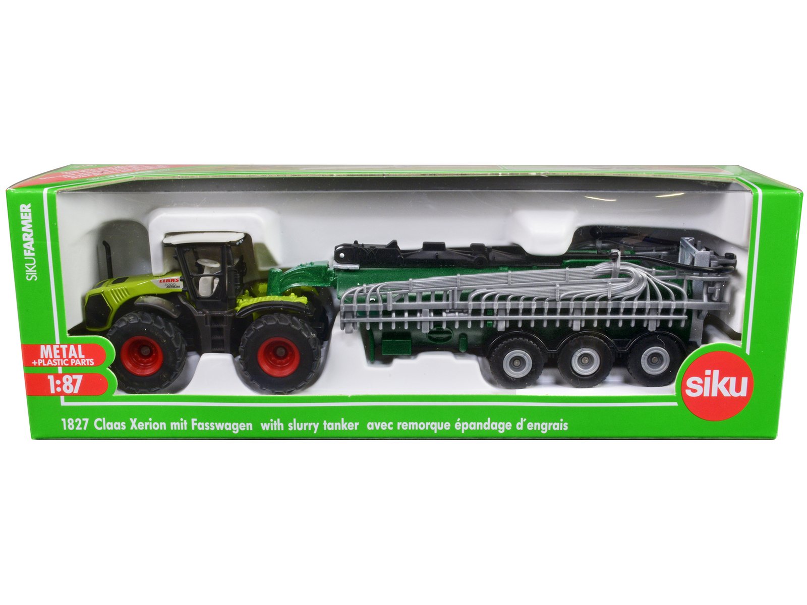 claas 5000 xerion tractor green and black with vacuum tanker 1/87 (ho) diecast model by siku claas 5000 xerion tractor green and black with vacuum tanker 1/87 (ho) diecast model by siku