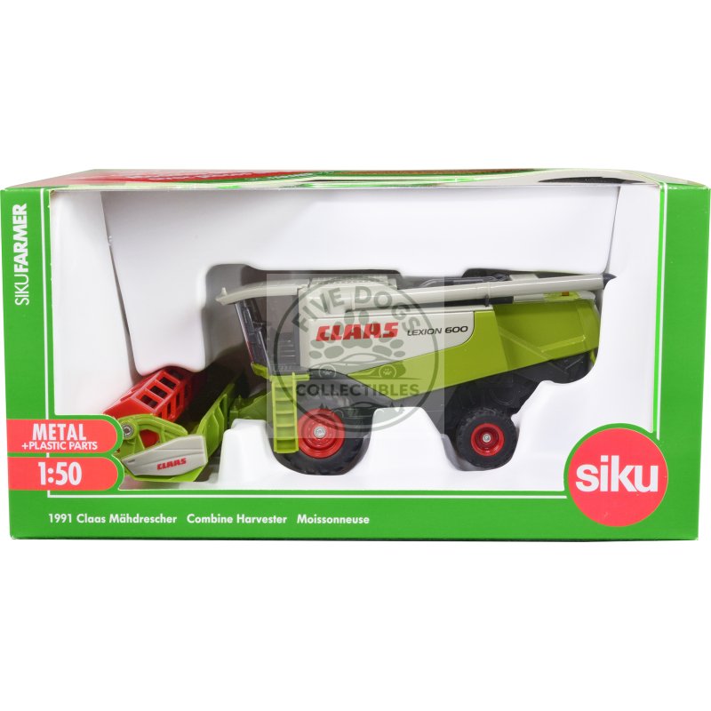 claas lexion 600 combine harvester green and gray 1/50 diecast model by siku