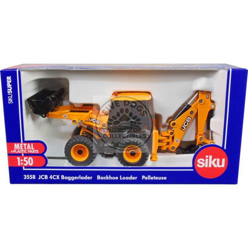 jcb 4cx back hoe loader yellow 1/50 diecast model by siku