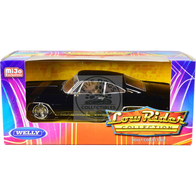1965 chevrolet impala ss 396 lowrider black with brown interior "low rider collection" 1/24 diecast model car by welly