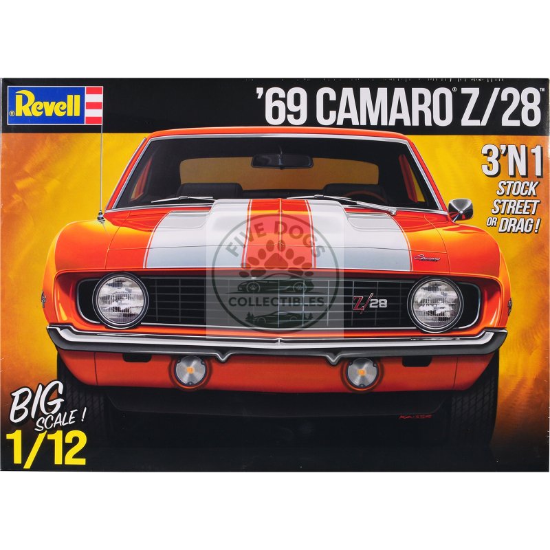 level 5 model kit 1969 chevrolet camaro z/28 3 in 1 kit 1/12 scale model by revell