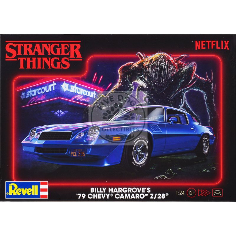 level 4 model kit billy hargrove’s 1979 chevrolet camaro z/28 "stranger things" (2016 current) tv series 1/24 scale model by revell