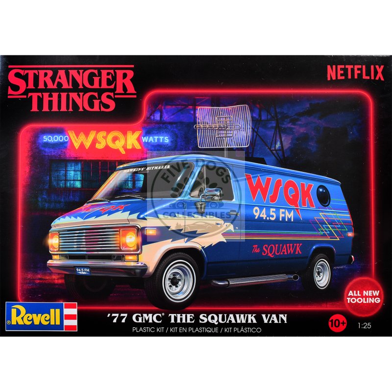 level 3 model kit 1977 gmc "wsqk squawk" van "stranger things" (2016 2025) tv series 1/25 scale model by revell