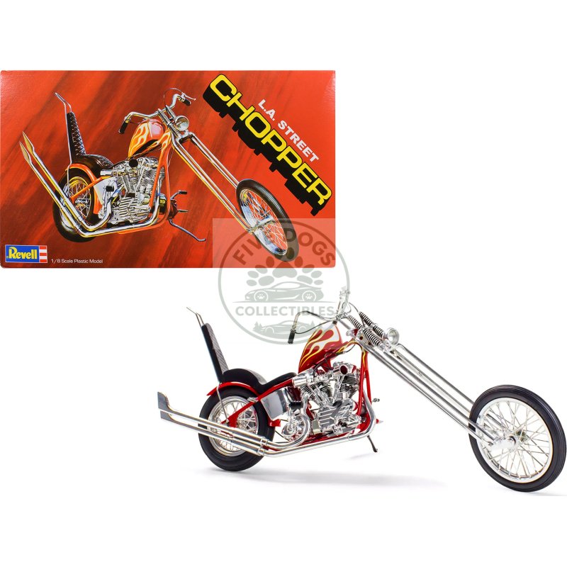 level 5 model kit la street chopper motorcycle 1/8 scale model by revell
