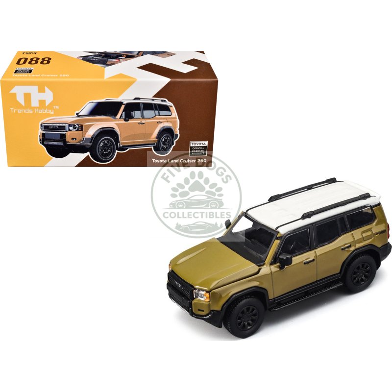 toyota land cruiser 250 sand with white top 1/64 diecast model car by trends hobby
