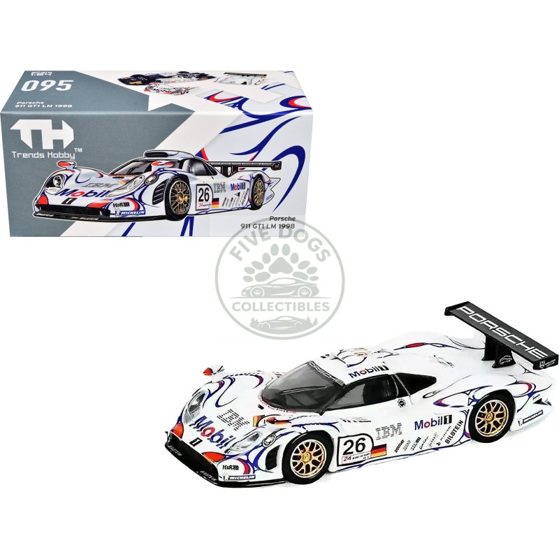 porsche 911 gt1 #26 allan mcnish stephane ortelli laurent aiello "porsche ag" winner "24 hours of le mans" (1998) 1/64 diecast model car by trends hobby