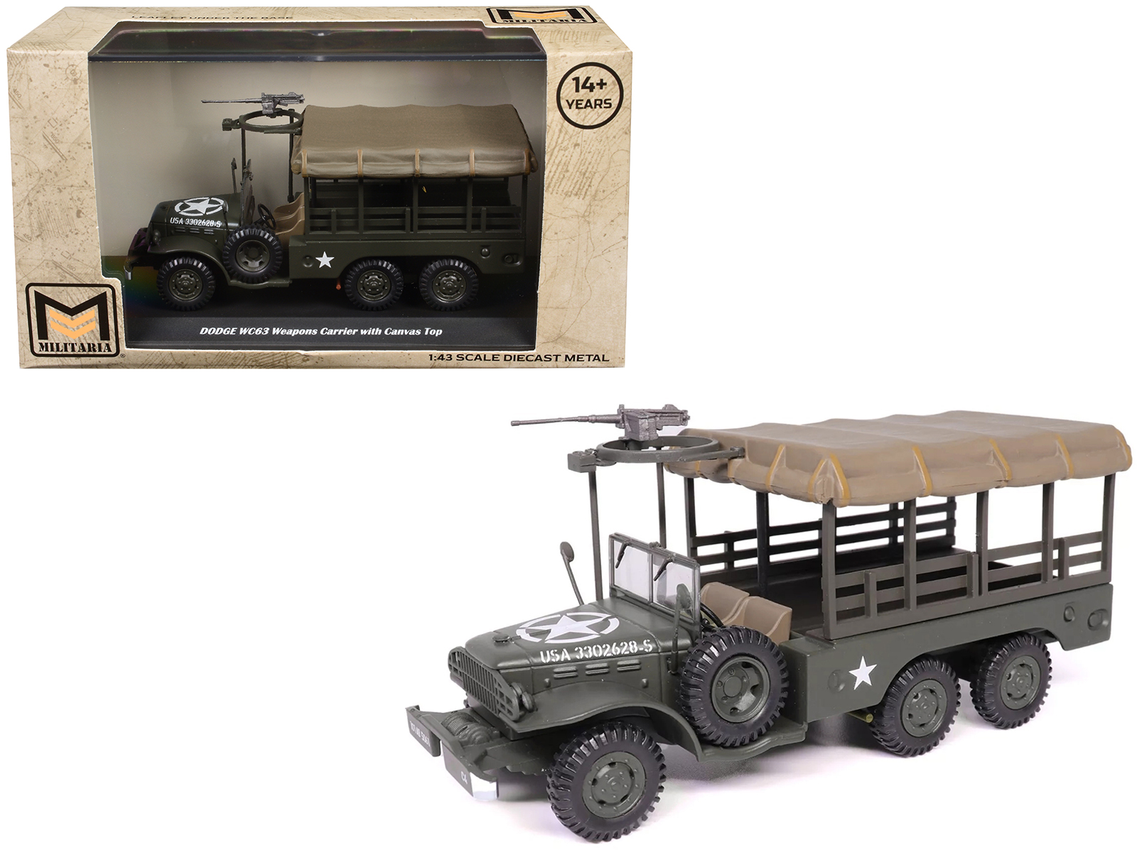 dodge wc63 weapons carrier with canvas top olive drab "united states army" 1/43 diecast model by militaria die cast dodge wc63 weapons carrier with canvas top olive drab "united states army" 1/43 diecast model by militaria die cast