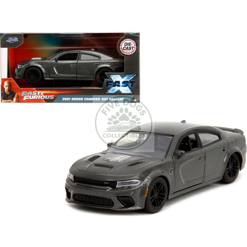 2021 dodge charger srt hellcat gray metallic "fast x" (2023) movie "fast & furious" series 1/32 diecast model car by jada
